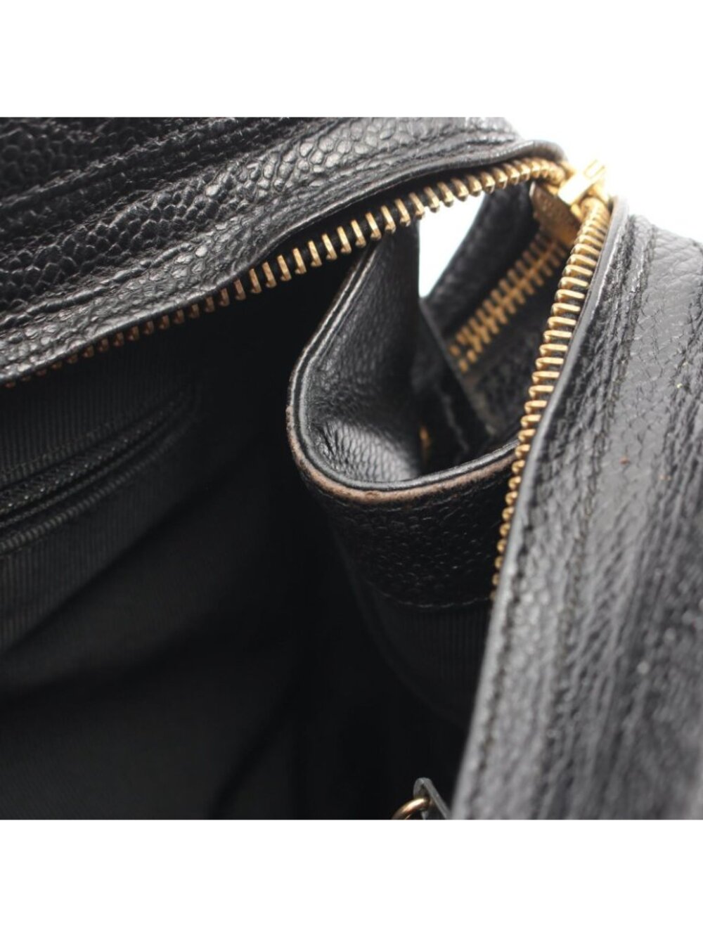 Chanel Tote CC Logo Turnlock Black Caviar Leather Shoulder - Picture 9 of 10